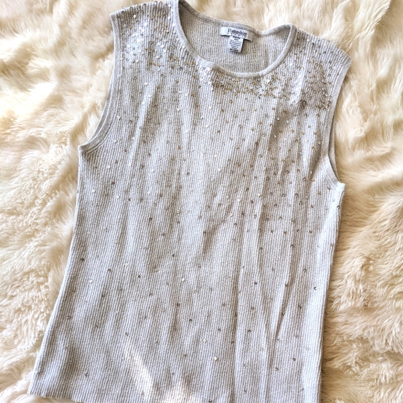Silver & Sequin Ribbed Top - Picture 1 of 5
